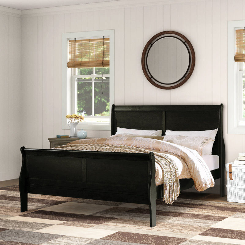 Cavender Sleigh Panel Bed, King, Black