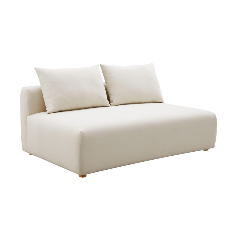 Chiemi Cheryll Textured Fabric Modular Loveseat, Natural