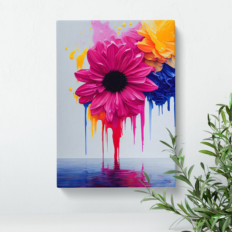 Paint Drips Flowers No.2 Abstract - Wrapped Canvas Print, 50cm H x 35cm W x 3cm D