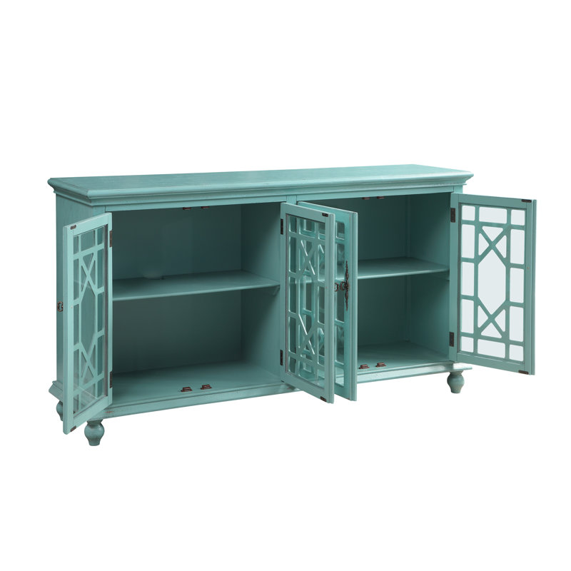 Ira Wood Four Door Credenza, Bayberry Blue