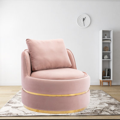 Fauteuil demi-tonneau pivotant en velours l 32,3 po Johnthon
