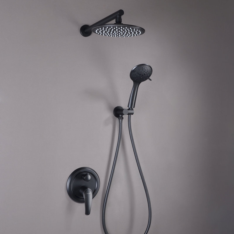 5 jets avec 2 pommeaux de douche muraux 9,66 GPM avec valve à pression équilibrée en noir mat
