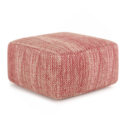 Pouf carré en tissu tissé à chevrons