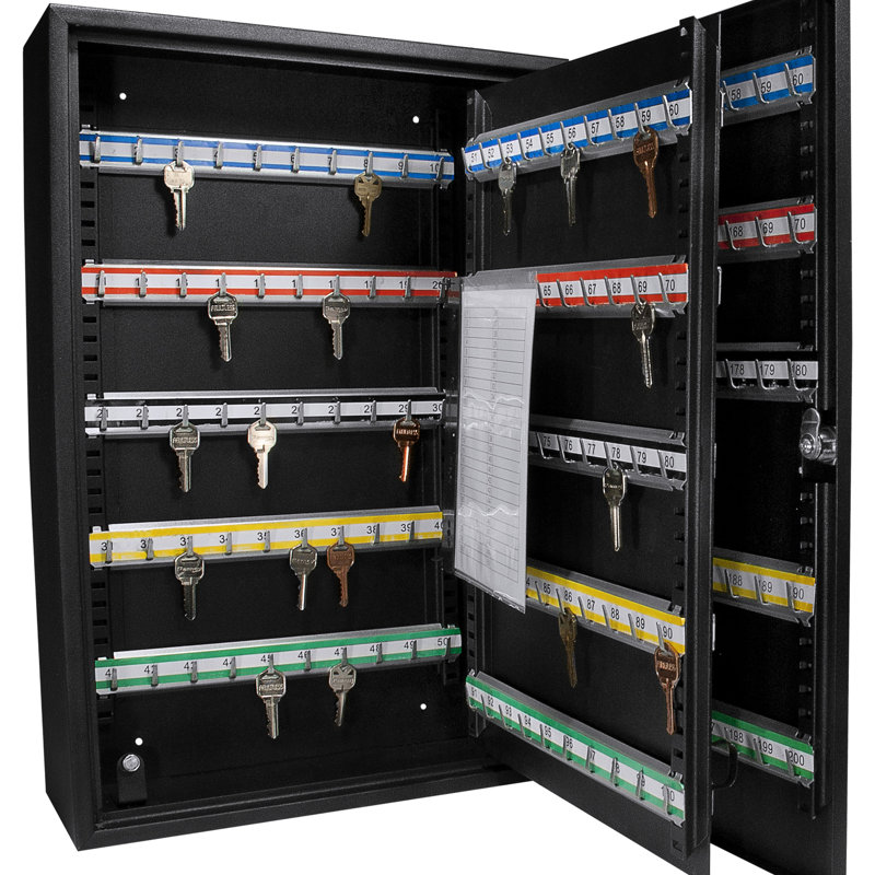 Key Cabinet With 200 Capacity - Adjustable Steel Lock Box And Colorful Tags For Organized Storage In Homes Workplaces Keys Construction Convenient