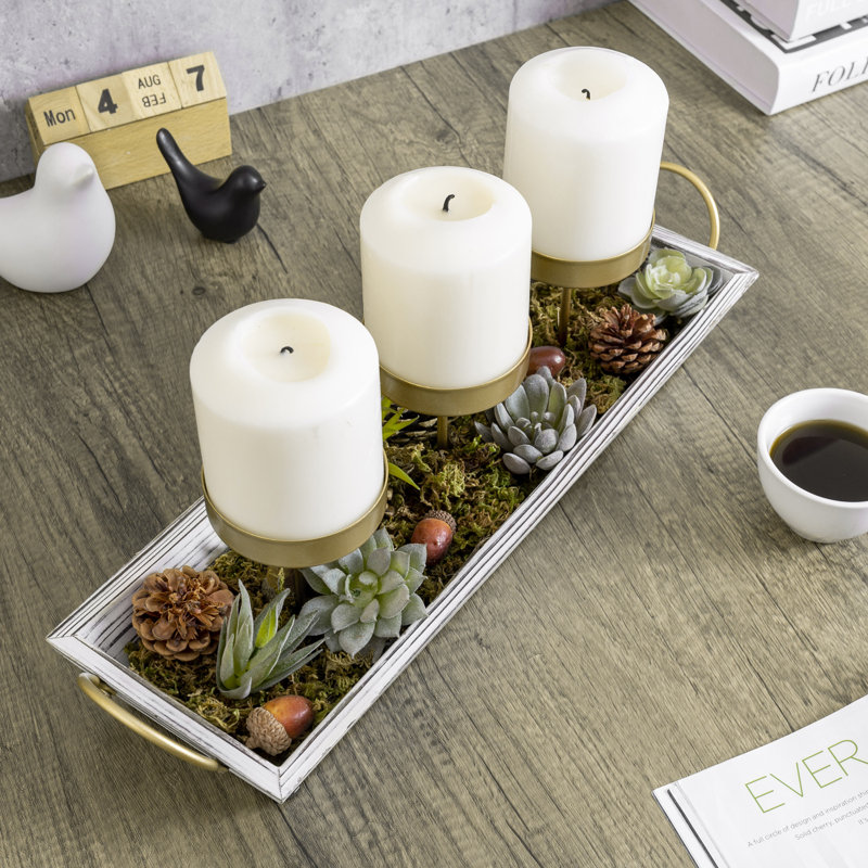 Wood Tabletop Candelabra