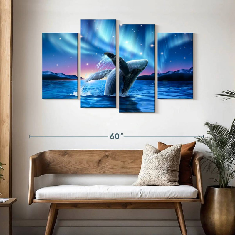Whale And The Polaris Lights, H 32 po x l 52 po