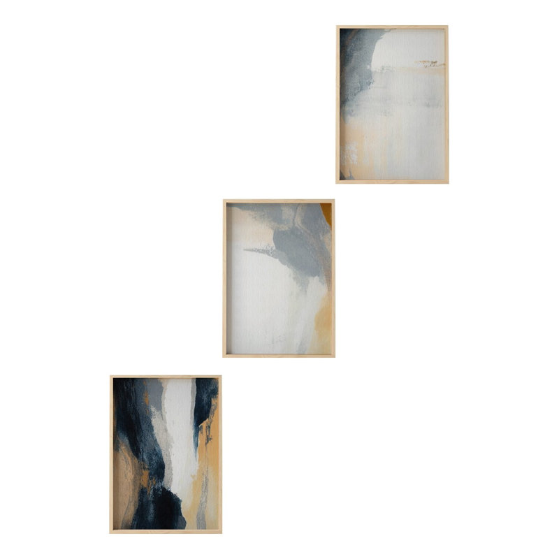 Ensemble de 3 panneaux décoratifs en bois aggloméré élégants, 11,8 x 15,7 pouces | Œuvre d'art 100% en panneau de fibres à densité moyenne (épaisseur: 0,1 po) avec cadres en bois massif (épaisseur: 1,0 po) | Parfait pour le salon, la chambre à coucher et le bureau