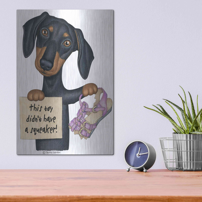 «Squeaky Black Dachshund» par Danny Gordon, H 16 po x l 12 po