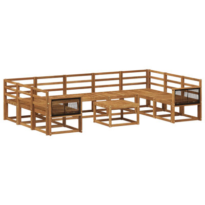  Outdoor Sofa Set 10 Pcs Solid Acacia Wood Patio Furniture Modular Decor