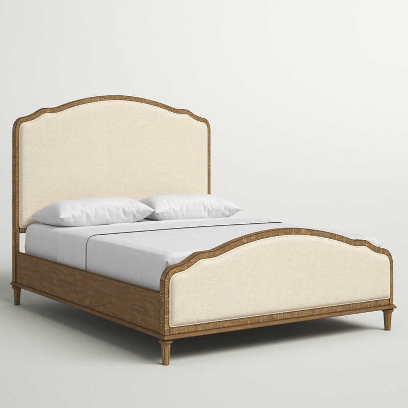 Ilay Solid Wood Arched Headboard Upholstered Bed, Queen