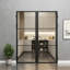 Portes intérieures doubles à 3 panneaux en verre clair, 60 po x 80 po, portes françaises en aluminium noir mat pour salon et salle à manger-136026385