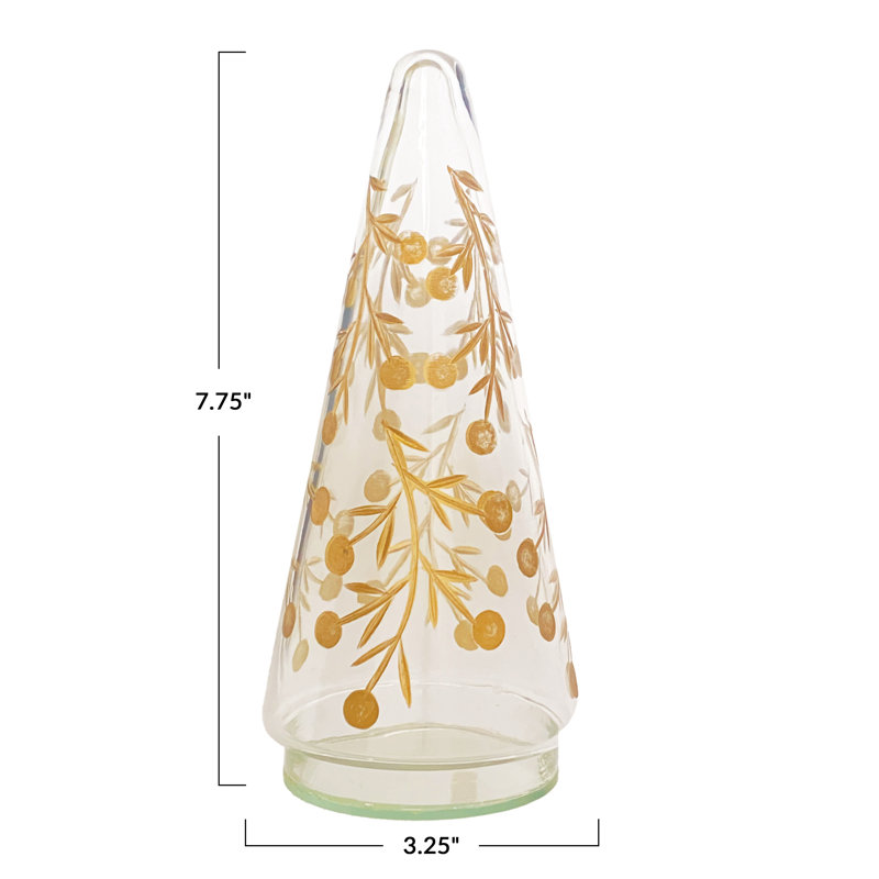 Gold Etched Handblown Glass Tree