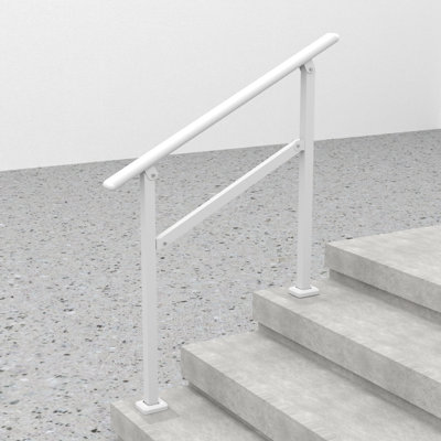 Main courante pour les marches extérieures, rampe à 2 ou 3 marches pour les escaliers, rampe de véranda réglable, main courante pour les personnes âgées, rampes de terrasse extérieure pour les marches extérieures, blanc