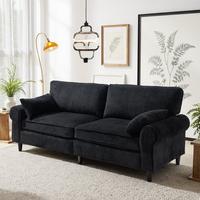 Sereno Modern 2-Seater Corduroy Loveseat Sofa With Rolled Armrests And Durable Iron And Wood Frame
