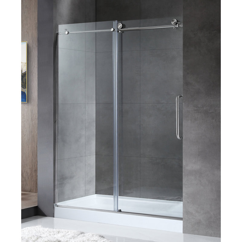 Madam Series 48" x 76" Brushed Nickel Frameless Sliding Shower Door