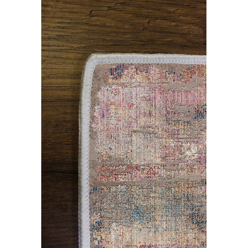 Stylish Area Rug (4.6 x 7.2 ft), 100% Polyester, 650 gr/m² | Antibacterial, Eco-Friendly, Non-Slip PVC Dot Underside | Machine Washable, Digital Print in Beige, Tile Red, Gold & Green | Perfect for Living Room & Bedroom Decor