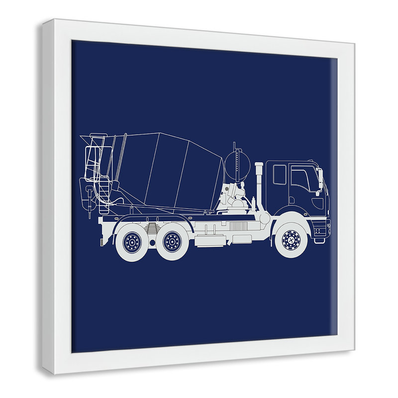 Camions Camions 1, art encadré, H 12 po x l 12 po x P 1,18 po, Encadré de boîte blanc