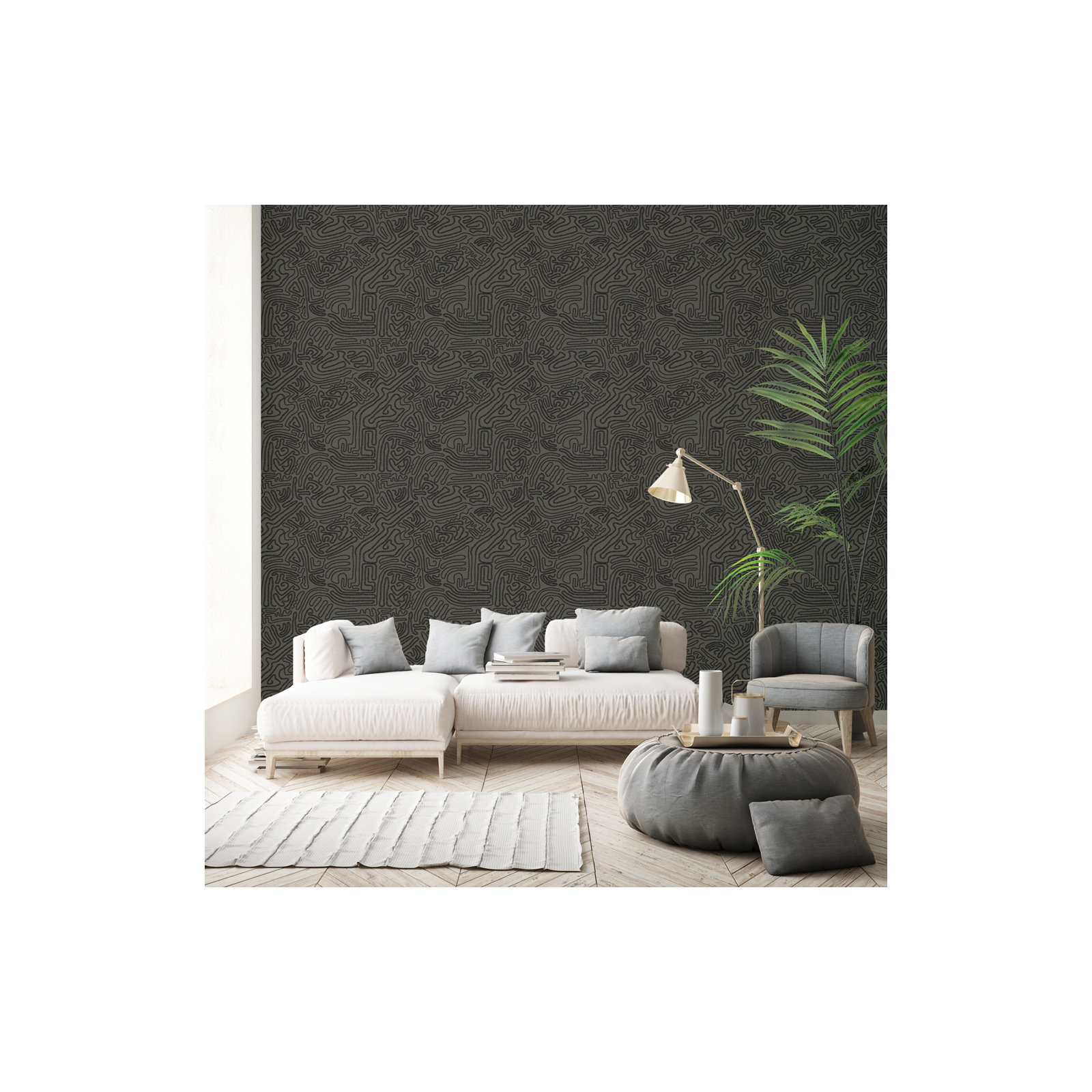Sketch Peel and Stick Wallpaper, Black