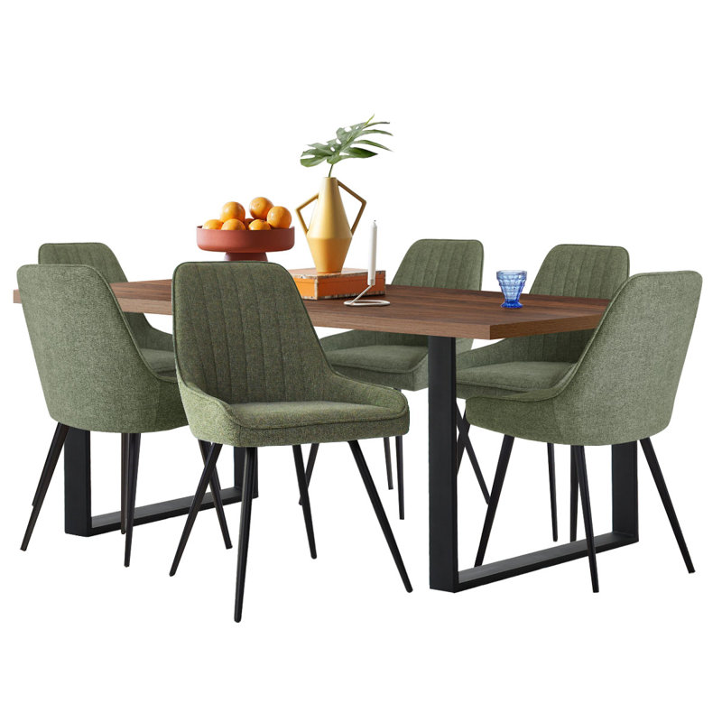 Ensemble repas pour 6 personnes Audna, Noyer, Vert