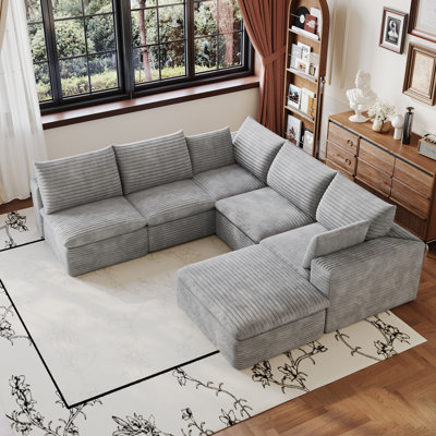 Compression Cloud Sofas, 98.5 Inch Corduroy Modular Modern Home Couch