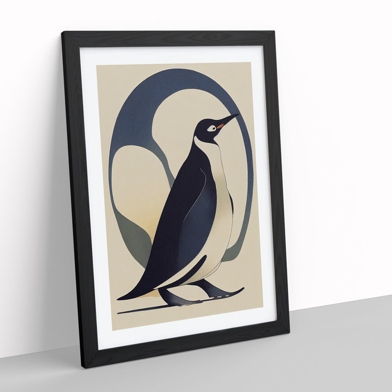 XV1022-3473X Penguin Art Nouveau - Print, No Matte, 34cm H x 25cm W, Black Frame