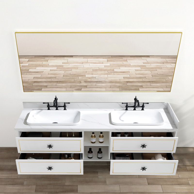 Support mural pour meuble-lavabo double - base seulement (plateau non inclus)