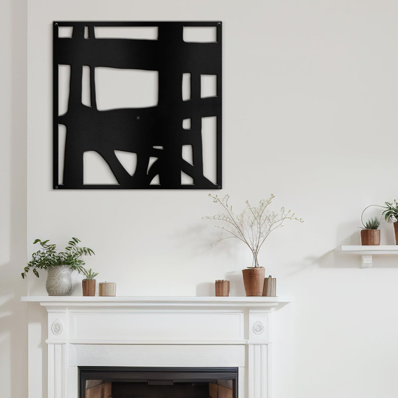 Décoration murale abstraite à formes géométriques abstraites modernes, H 24 po x l 24 po x P 0,05 po, Noir