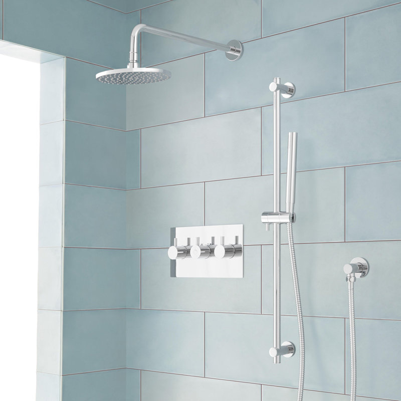 Tosca Complete Thermostatic Shower System with Rough-in Valve, Chrome