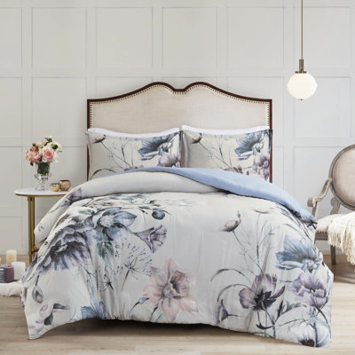 Housse de couette en coton pour chambre à coucher - Grand lit Shabby Chic avec motif floral doux / grand / grand, 3 pièces et magnifique