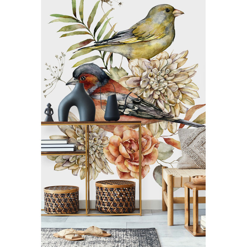 Panneau de papier peint oiseaux 8,33 pi x 100 po, L 8,33 pi x l 100 po