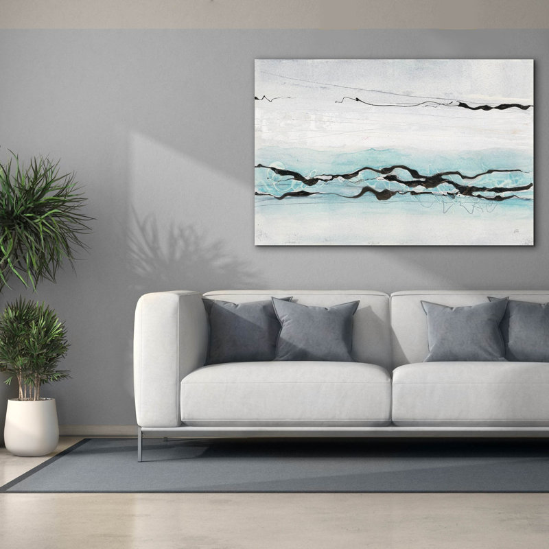 «Textured Aquatic» par Chris Paschke, art mural sur toile, H 40 po x l 60 po x P 1,5 po