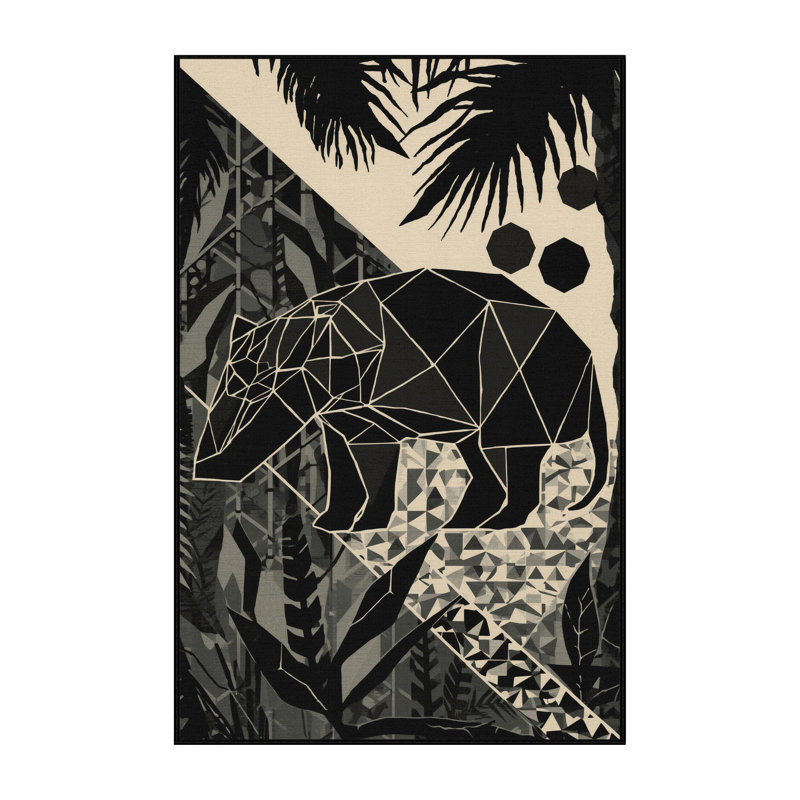 Tapis gris moelleux moelleux à motif géométrique moderne en tissu Fincastle Tapir, 2 x 5