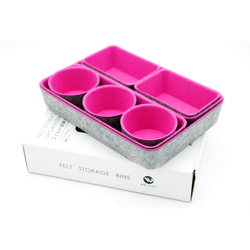 2.4'' H x 7.9'' W x 10.8'' D Organizer Set, Hot Pink