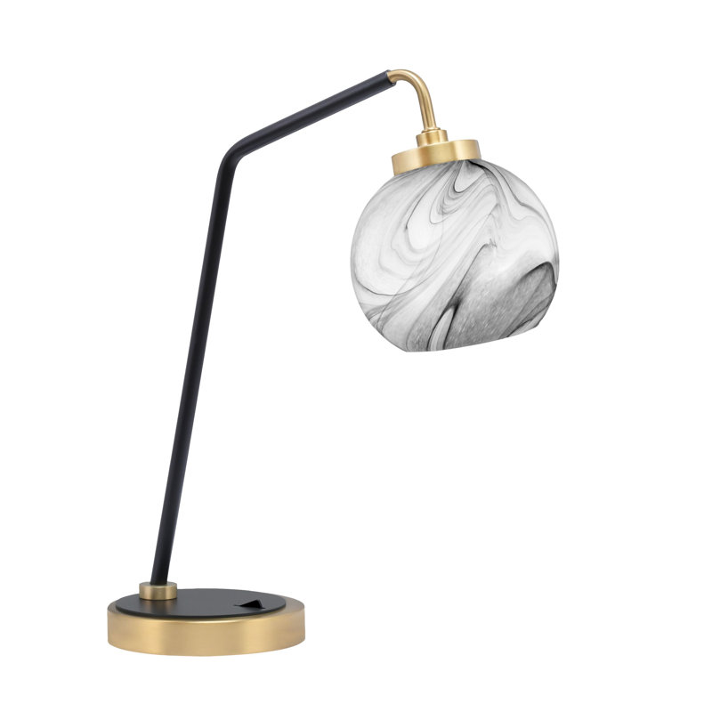 Lampe de bureau en acier inoxydable Bretha, Noir mat / laiton