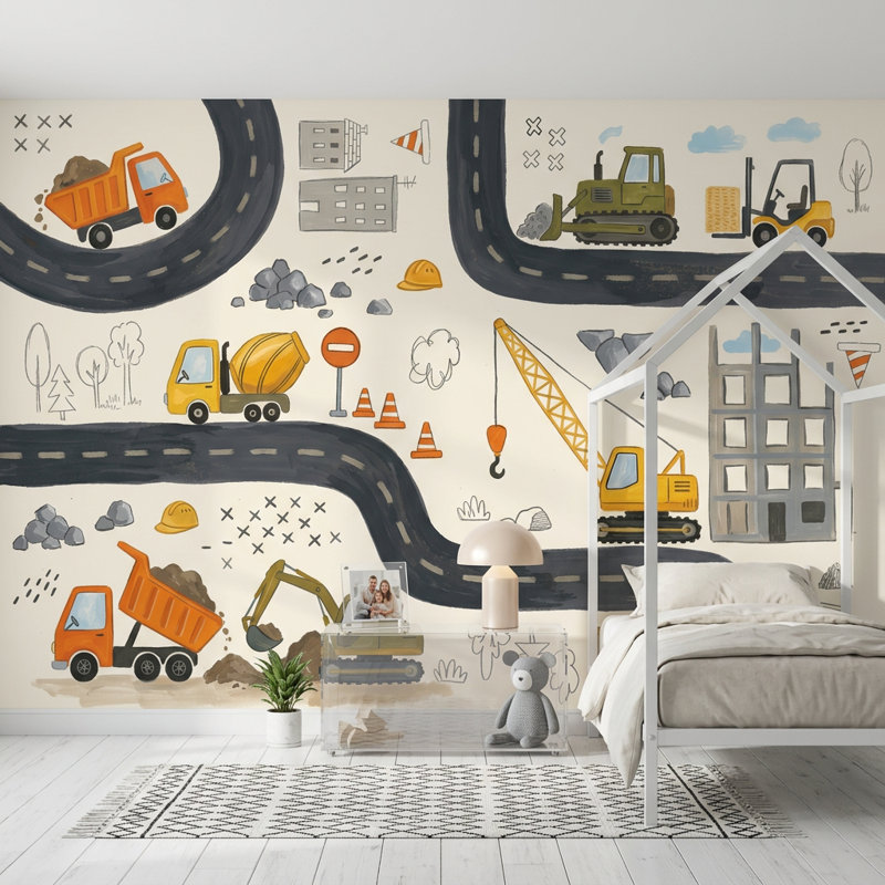 Papier peint Chantier de construction, Non tissé, 140 po x 108 po