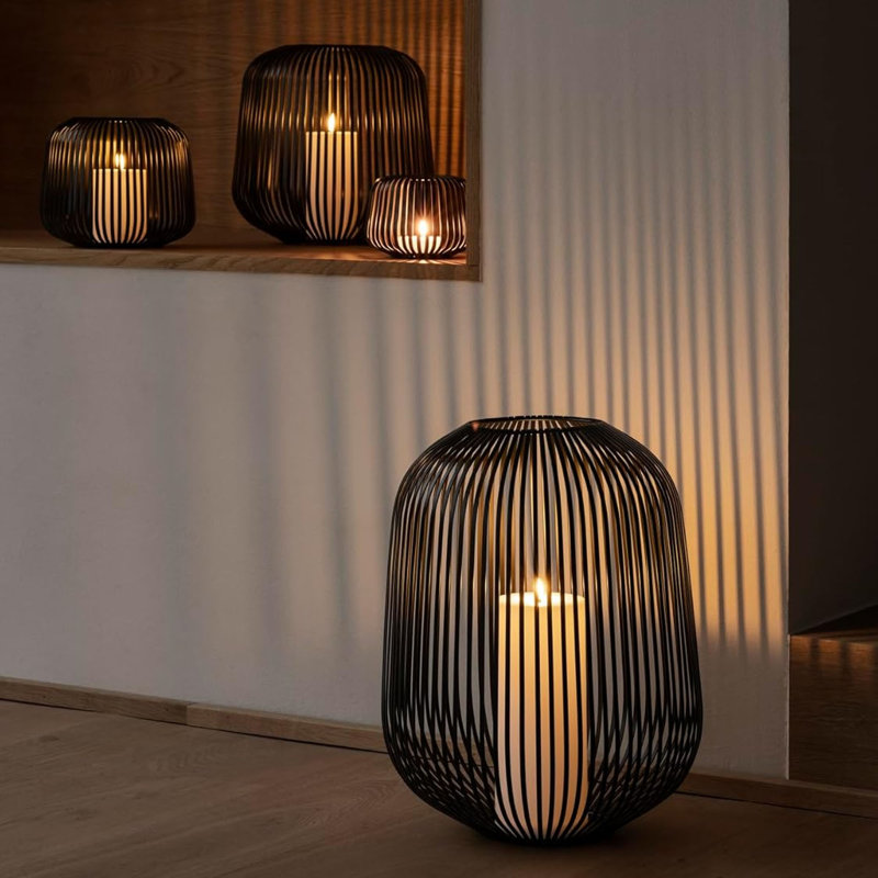 Lito Other Corner Lantern, 17cm H x 20.5cm W x 20.5cm D, Black
