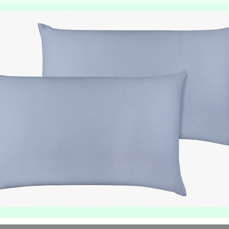 FairTrade Sateen Soft Pillowcase Set - 100% Cotton, 300 Thread Count, GOTS Certified, Queen Size, Light Blue - 2 Piece Pack