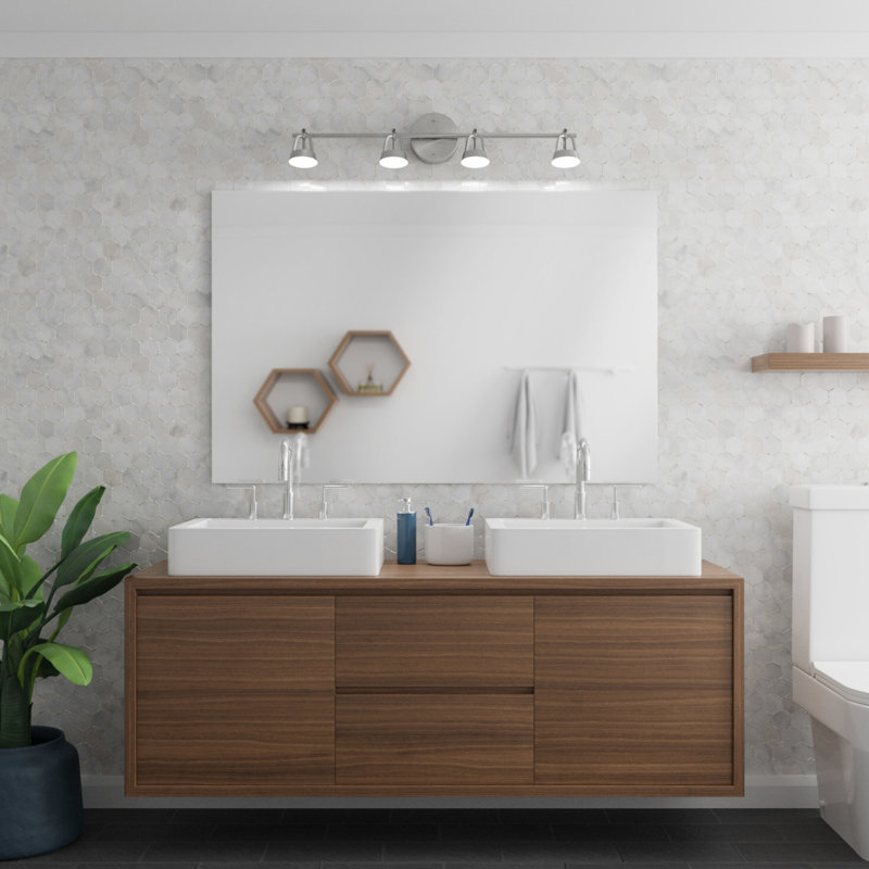 Beker 31.25'' 4 -Light Fixed Track Track Kit with Dimmable and Adjustable Head, Brushed Nickel, Brushed Nickel