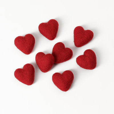 MODWOOL Decorative Heart Vase Filler Wool Decor (Set of 8)