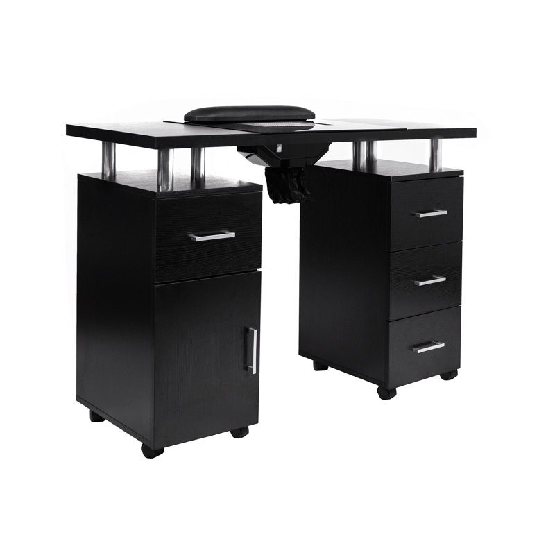 Table d'artisanat en verre 8,99 "x 20,99" avec roues, Noir
