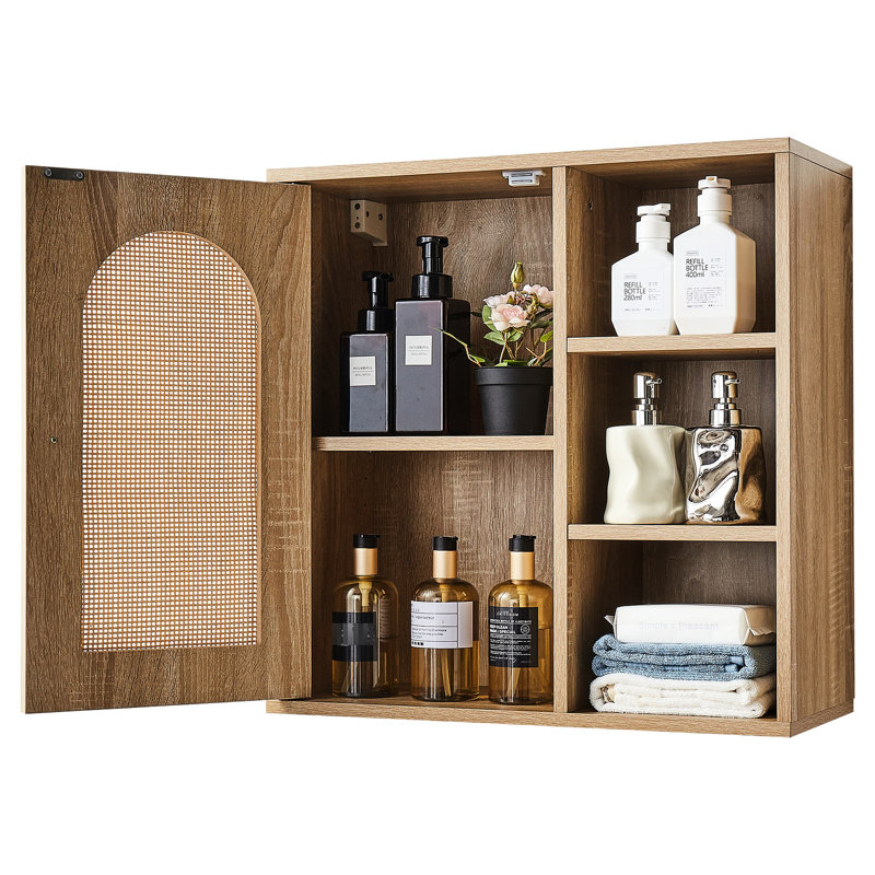 Armoire de rangement murale au-dessus de la toilette avec tablette réglable et 5 variations de hauteur, salle de bain pour la cuisine des toilettes, compartiments multicouches Space Design, structure en panneau de particules, 28,52 po de profondeur, 16,35 po