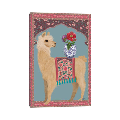 Llama Chinoiserie 3 by Fab Funky - Wrapped Canvas Gallery-Wrapped Canvas Giclée