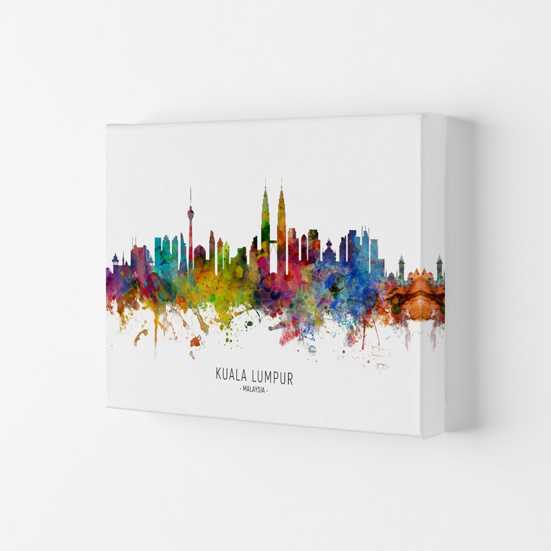 Kuala Lumpur Malaysia Skyline by Michael Tompsett - Print, 21cm H x 29.7cm W x 4cm D, Wrapped Canvas