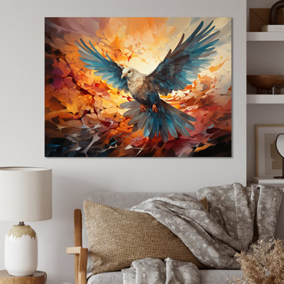 «Teal Dove Winged Messenger Geometric II», reproduction sur toile