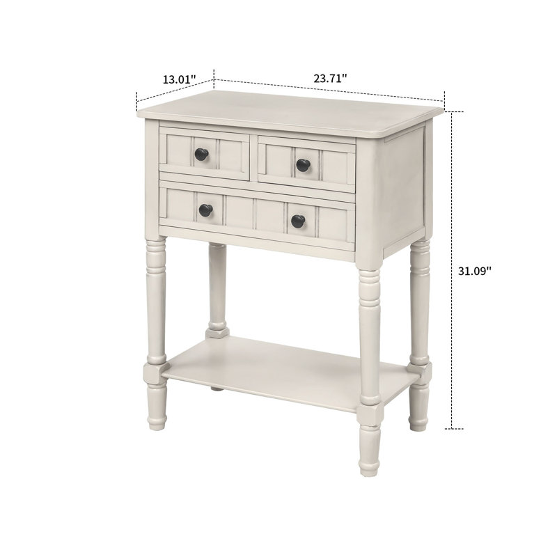 Audreana Vintage Stylish 23.71" Wide Rectangular Storage Console Table, For Indoor Use, Ivory