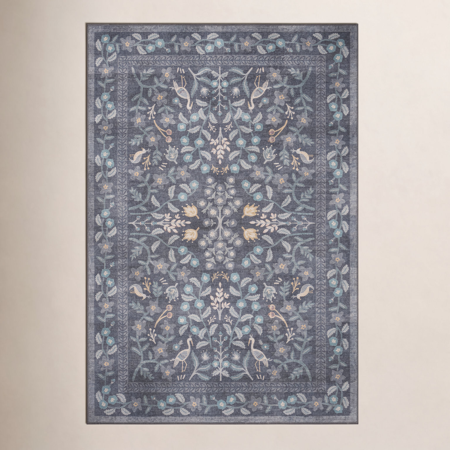 Rifle Paper Co. x Loloi Nightingale Black Floral Rug, Rectangle 2'3" x 3'9"