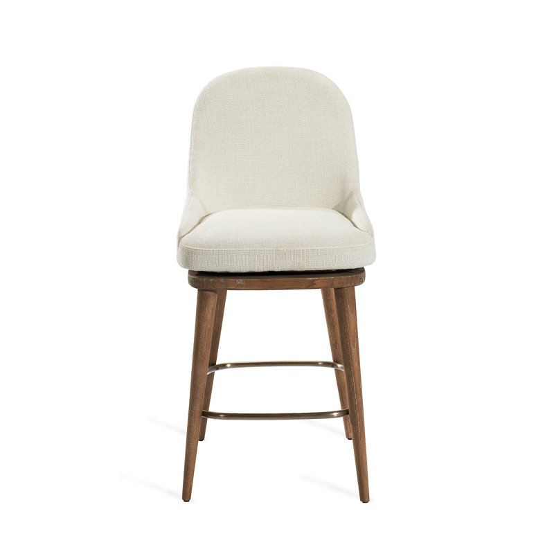Harper Swivel Upholstered Stool with Solid Wood Frame, Oyster