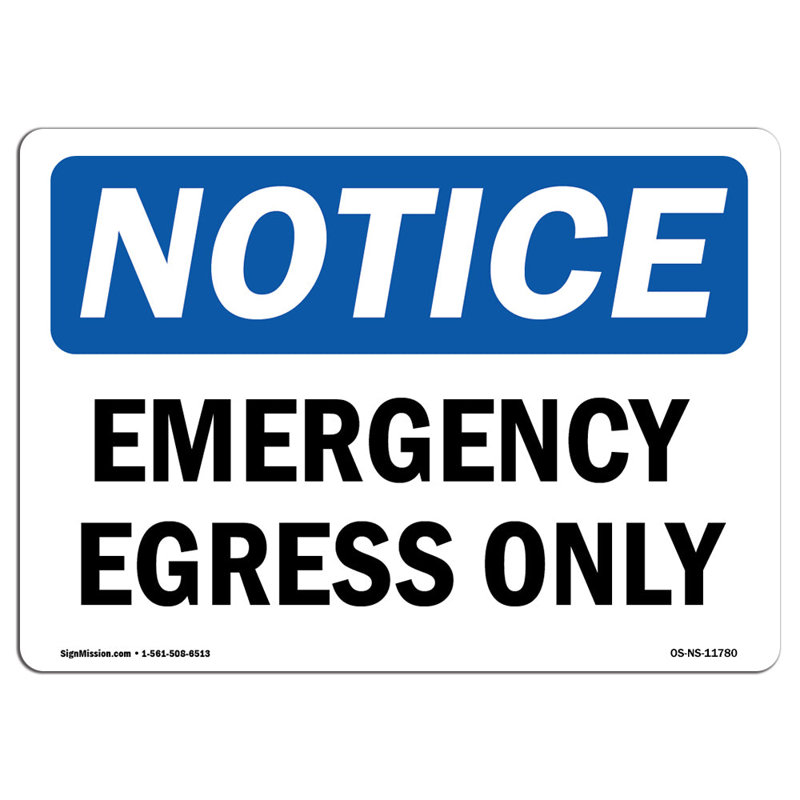 Emergency Egress Only Sign