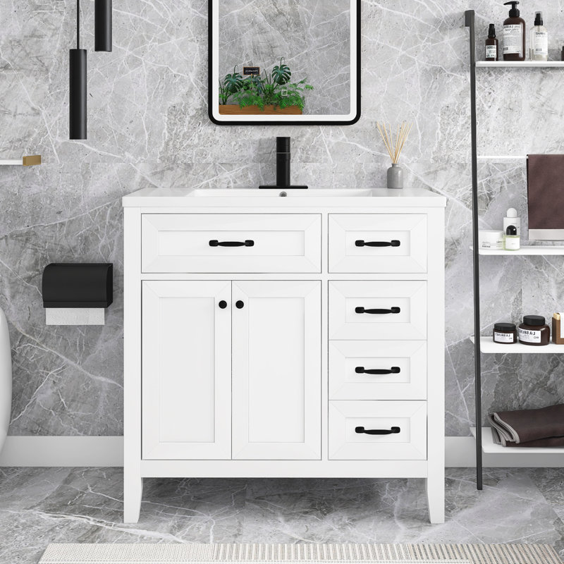 Meuble-lavabo simple 36 po avec plateau, Blanc