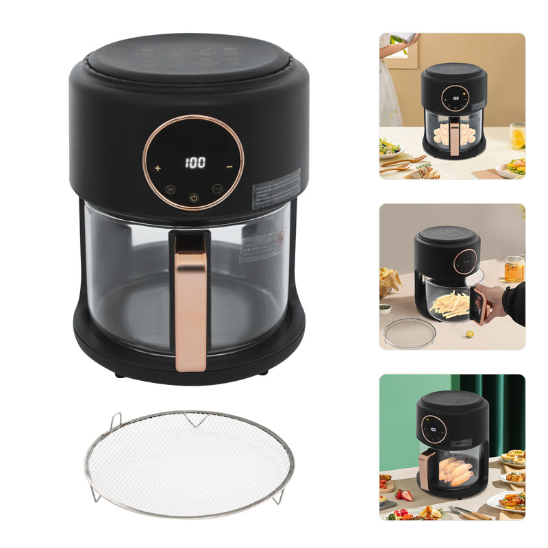 4.4Qt Visible Air Fryer with Glass Pot, 1200W Touchscreen Air Fryer Oven, 8-in-1 Countertop Convection Cooker with Rapid Heat, Non-stick & Dishwasher Safe